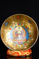 9 tibetan temple collection old bronze painted proverbs of the six sons shakyamuni buddha sound bowl prayer bowl town house