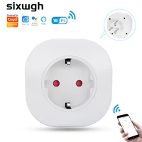 sixwgh wifi smart home automation electrical sockets eu plug adapter tuya smart life aleax voice timmer power outlet socket