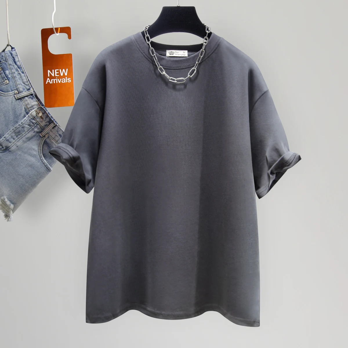 Женская базовая футболка из чистого хлопка с круглым вырезом и заниженными