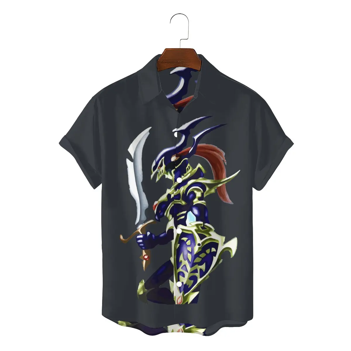 

Классическая мужская рубашка Black Luster Soldier гавайская рубашка Yu Gi Oh Дуэль монстров карточная игра квадратный воротник короткий рукав 3D