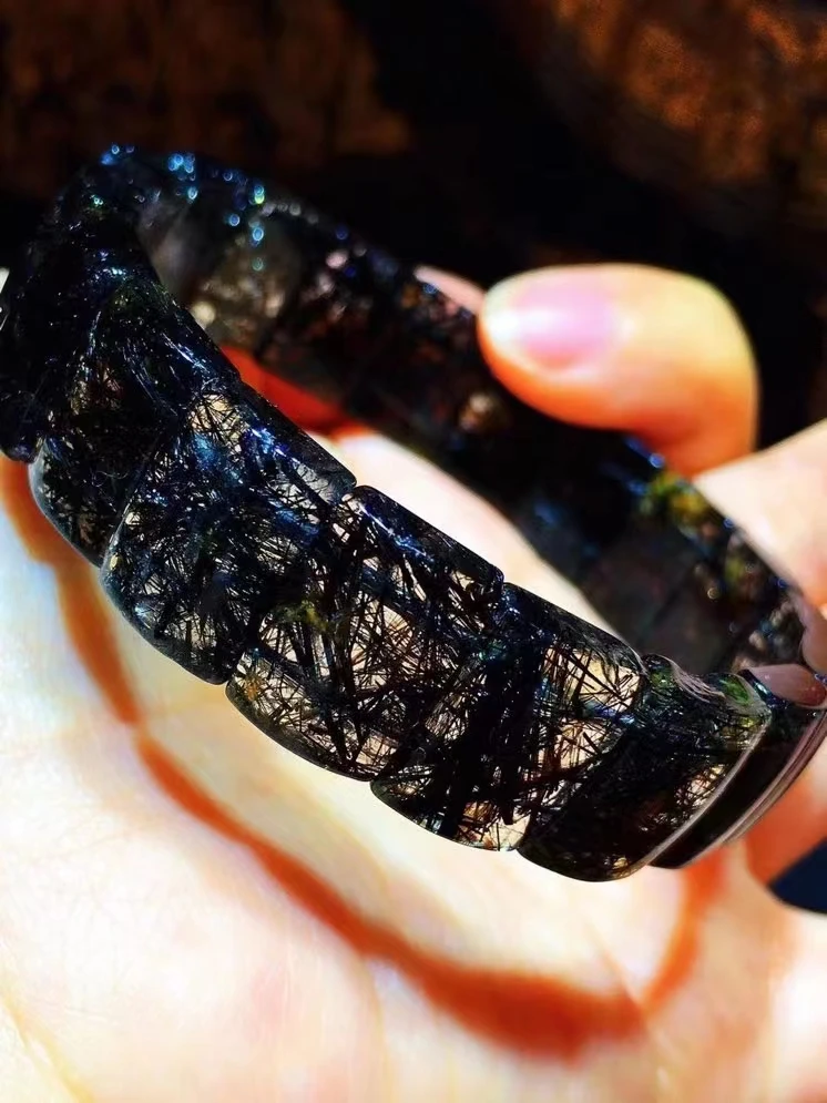 Натуральный черный рутилированный кварц для женщин и мужчин браслет 14x10x5 3 мм