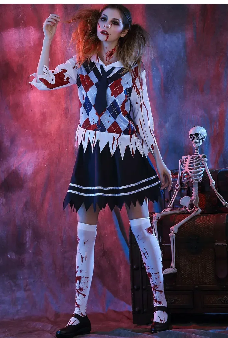 Хэллоуин Школа Ужас Зомби Косплей Женский Призрак Вампир Маскарад Костюм Смерти