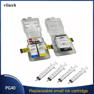 Vilaxh Pg40 Cl41Smart Cartridge with Clip Tool for Canon PG 40 CL 41 Refillable Cartridge Pixma MP160 MP140 MX300 iP1800 iP1200