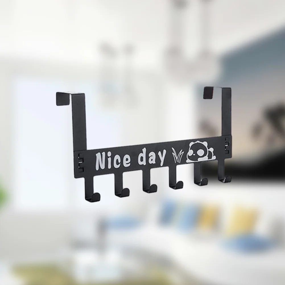 

Over the Door Hook Carbon Steel Detachable 6 Coat Hooks Pegs Drill Towel Rack for Bathroom Storage Closet (Black)