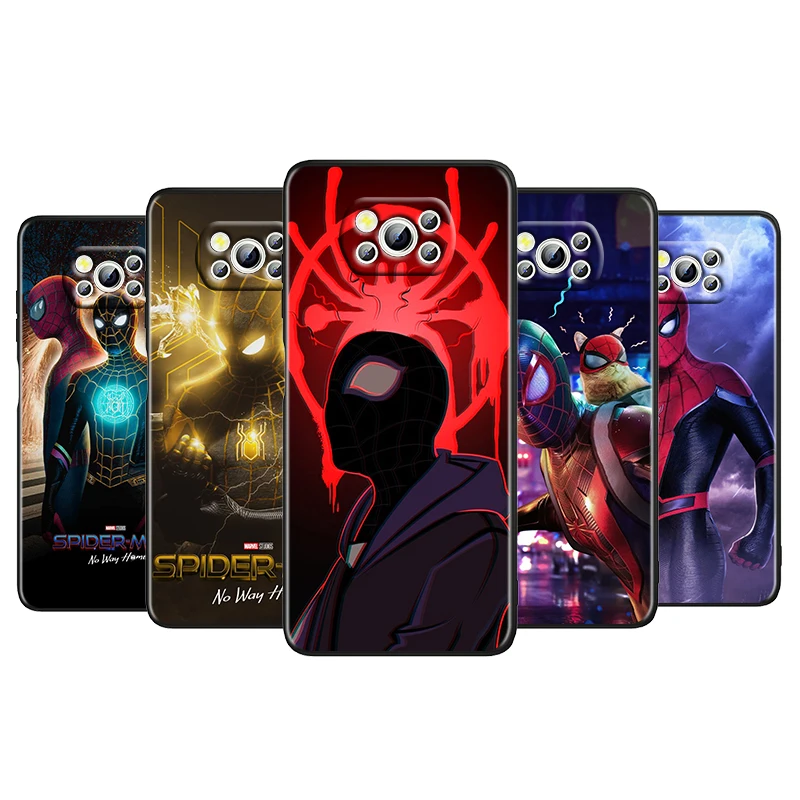 

Avengers Hero Spiderman For Xiaomi Poco M4 X3 F3 GT NFC M3 C3 M2 F2 F1 X2 Pro Mi Play Soft Silicone Black Phone Case Coque Cover