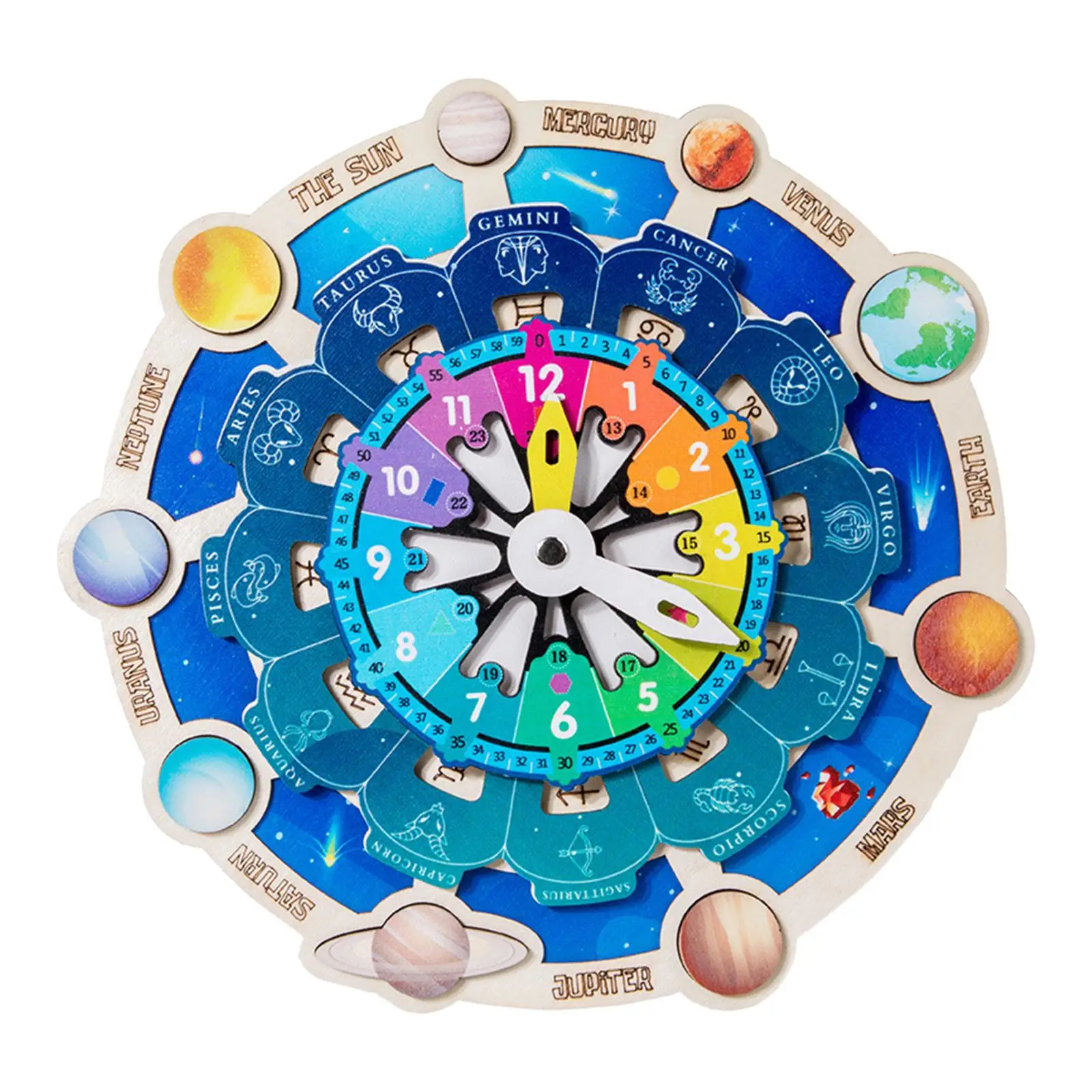 

Wooden Space Jigsaw Planets Round Space Planets Jigsaw Puzzle Toys for Girls Boys