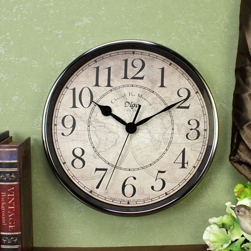 

12 inch metal retro silent home decoration wall clock