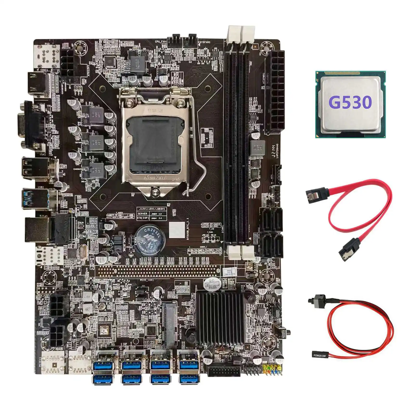 

Материнская плата B75 BTC для майнинга + ЦП G530 + кабель SATA + кабель переключателя LGA1155 8xpcie на USB поддержка 2XDDR3 B75 USB материнская плата BTC