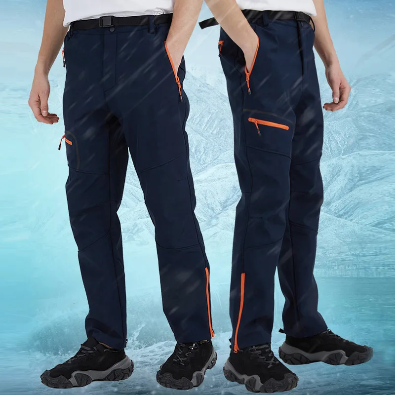 NUONEKO Winter Men Women's Hiking Pants Thick Fleece Softshell Trousers Outdoor Sports Trekking Skiing Camping Waterproof Pants