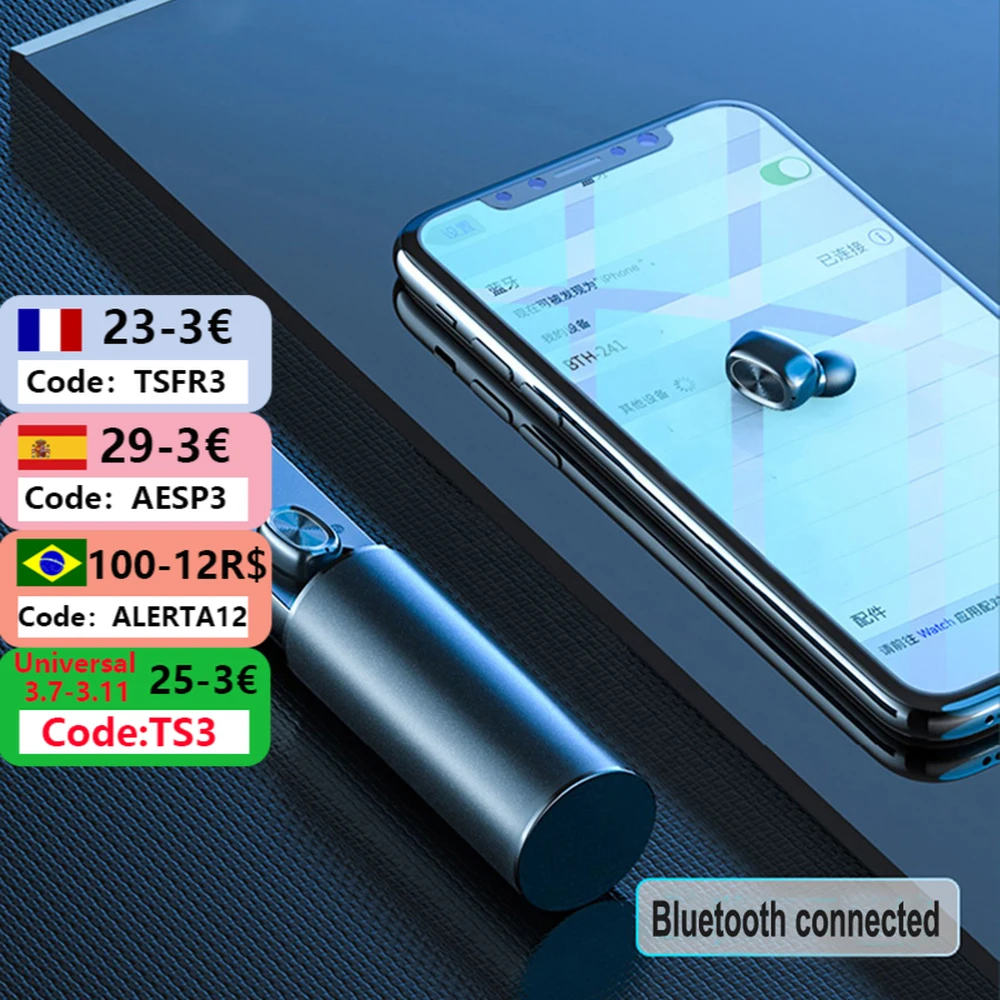 

Bluetooth 5.0 TWS Wireless Headphone Stereo HIFI True Wireless Earbuds Sport Gaming Earphones For Xiaomi Samsung With Microphone