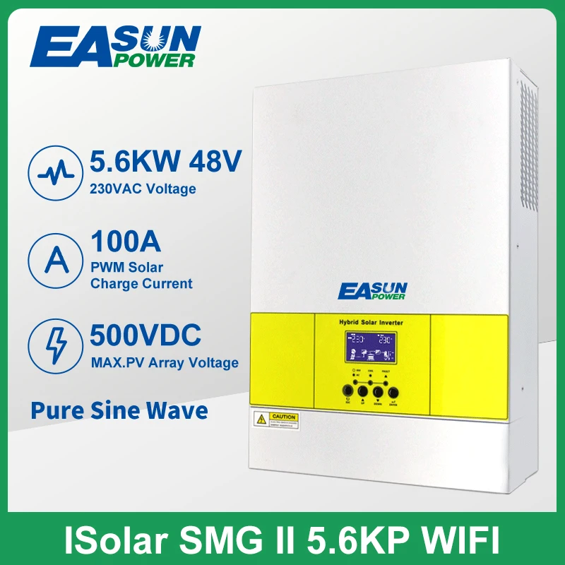 

Easun Power 5600W Solar Inverter 220VAC 48V PV Input 500Vdc 5.6KW Power MPPT 100A Charger Pure Sine Wave Inverter With Parallel