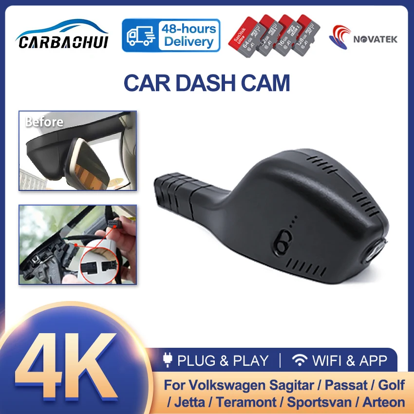 4K HD Plug and Play Car DVR Video Recorder Dash Cam Camera For Volkswagen VW Sagitar Passat Golf Jetta Teramont Sportsvan Arteon