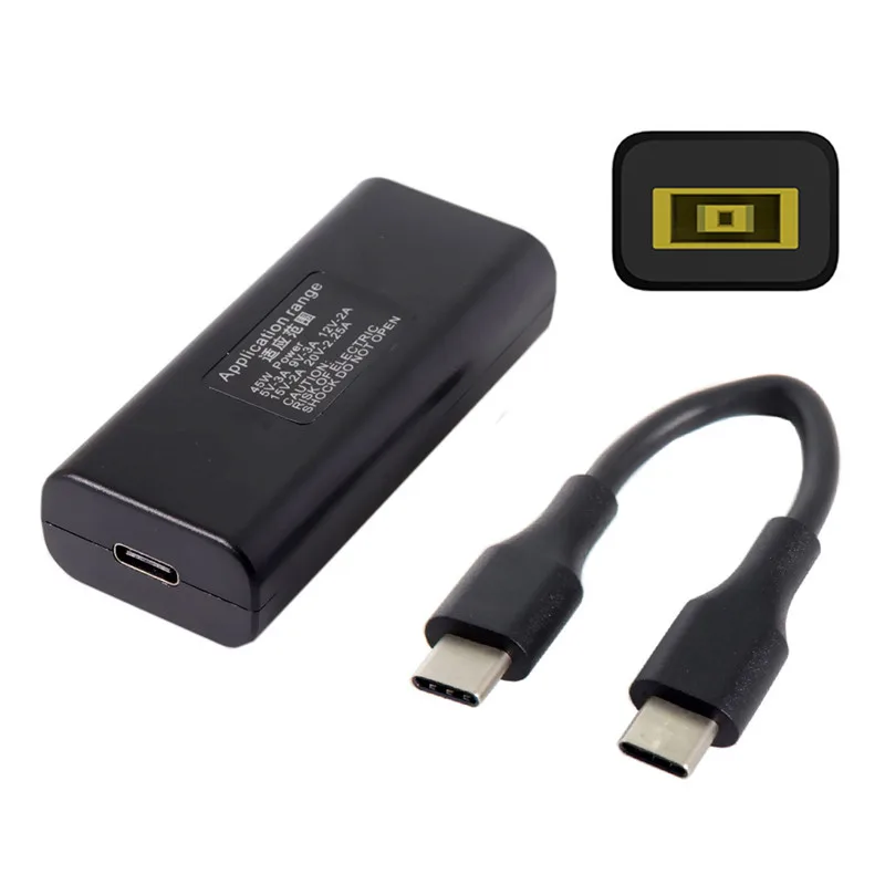 

11.0*4.5mm Rectangle Jack Lenovo Input to USB C Converter with Type-C Power Plug Charge Cable 45w for Macbook Laptop