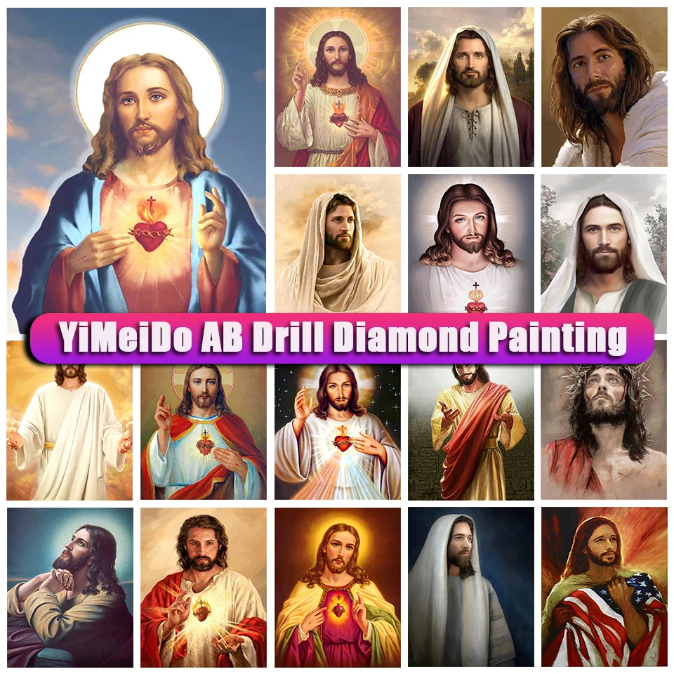 

YiMeido AB Diamond Embroidery Religion Jesus Icon Picture Rhinestones Mosaic Full Drill Diamond Painting Portrait Diy Handmade