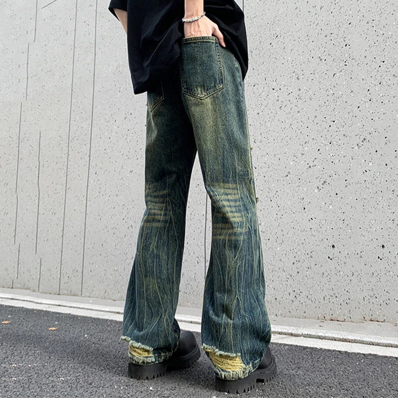 FEWQ High Street Darkwear Нишевые летние мужские джинсы 2024 винтажные прямые брюки