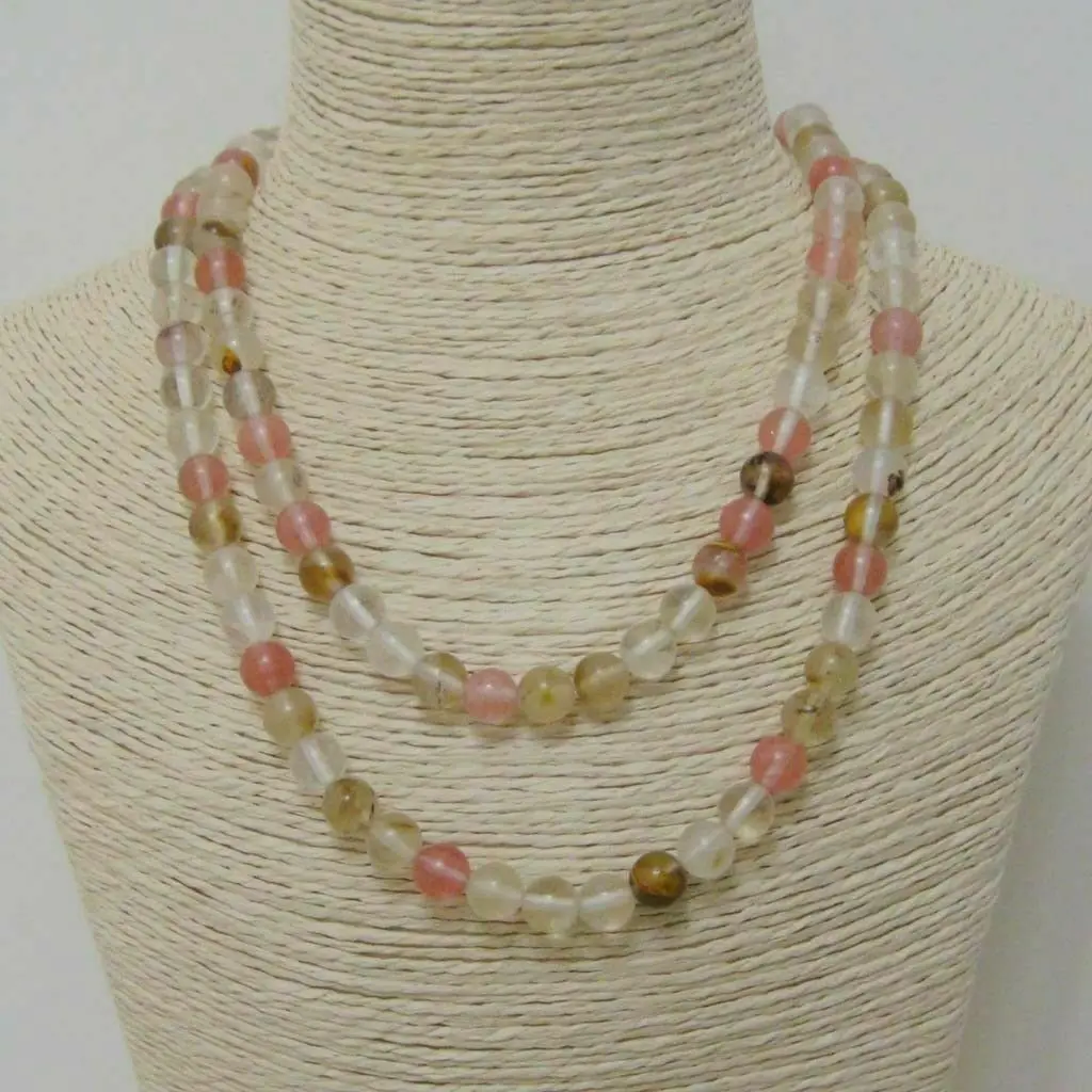 

8mm Multi-color Watermelon Tourmaline Gemstones Round Beads Necklace 32 Inches