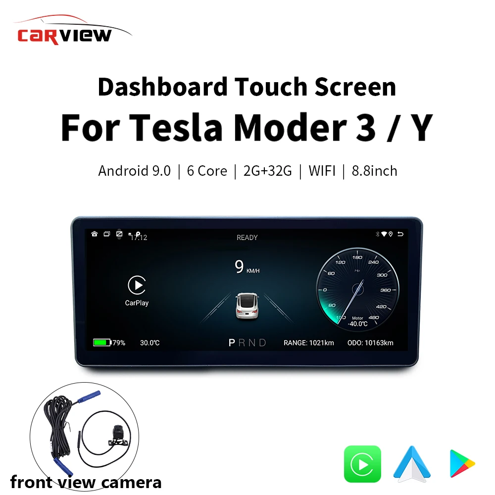 

CARVIEW 8.8 дюймовая панель для Tesla Model 3 Y Andriod 9.0 IPS сенсорный экран для Carplay Android Автоматическая фронтальная камера