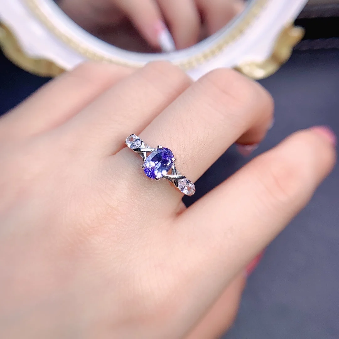 

100% Natural Topaz Ring, Stone Size 5mm✖7mm, Sterling Silver, Party Birthday Banquet Engagement Ring