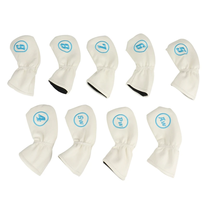 

New 9Pcs Golf Iron Head Covers Set Thick PU Waterproof Golf Club Iron Head Cover For Protection Iron Head Covers