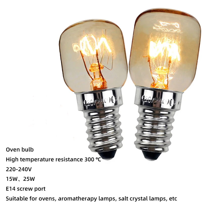 

15W 25W oven bulb microwave bulb high temperature resistant 300 degrees E14 small bulb salt crystal lamp aromatherapy bulb