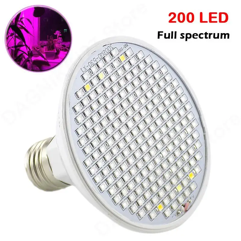 Полный спектр 290 светодиодный светильник для выращивания растений E27 200