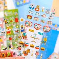 8pcslot kawaii cartoon bear mini pvc stickers set 16070mm diy journal diary decoration supplies free shipping