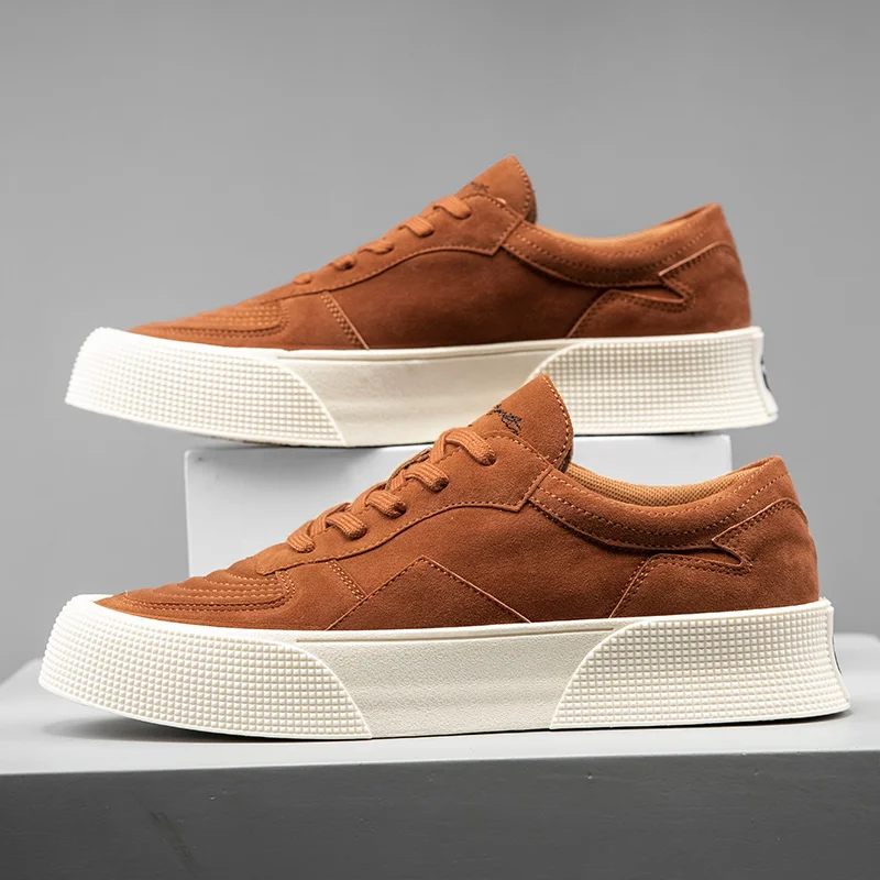 

Harajuku Style Original Men's Casual Sneakers Breathable Flock Vulcanized Shoes Men Lace-up Platform Sneakers for Men Flat Shoes