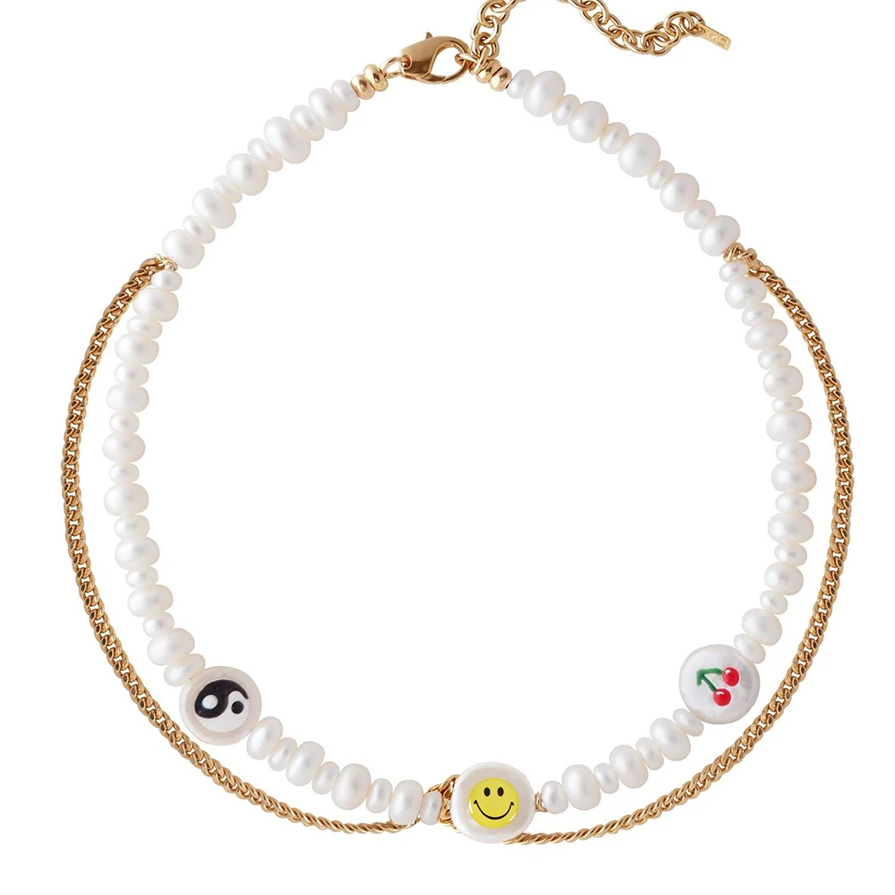 Новый богемный Бохо Инь Янь смайлик вишня мотив Монета жемчуг пресноводный