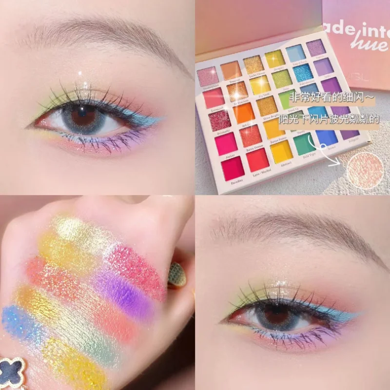 

30 Colors Rainbow Glitter Eyeshadow Palette Shimmer Sequins Pearlescent Tone Palette for Women Lasting Waterproof Eye Makeup
