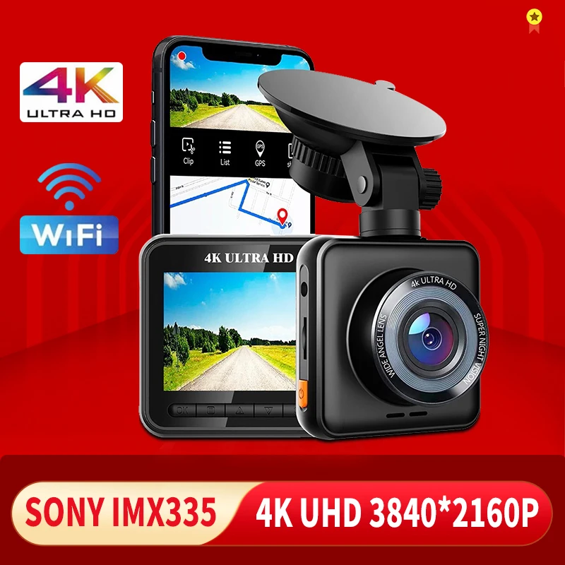 

Видеорегистратор с двумя объективами 4K, Wi-Fi, GPS, HD 1080P, Автомобильный цифровой видеорегистратор, видеорегистратор с ночным видением, акселерометром, Автомобильный видеорегистратор