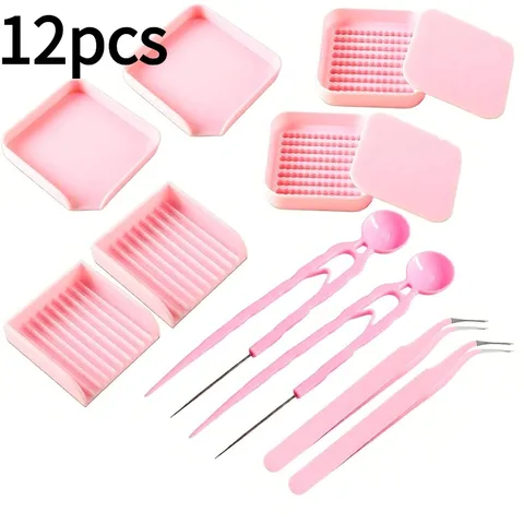 Пинцеты для Hama Beads розовые пластиковые 12 шт