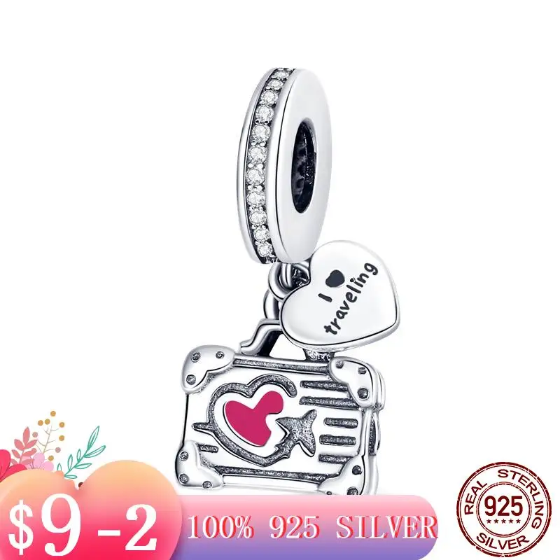 

Самодельный дизайн, новинка 2022, серебро 925 пробы, талисман в виде чемодана для любви, подходят для изготовления оригинальных браслетов Pandora, ювелирные изделия «сделай сам» для женщин