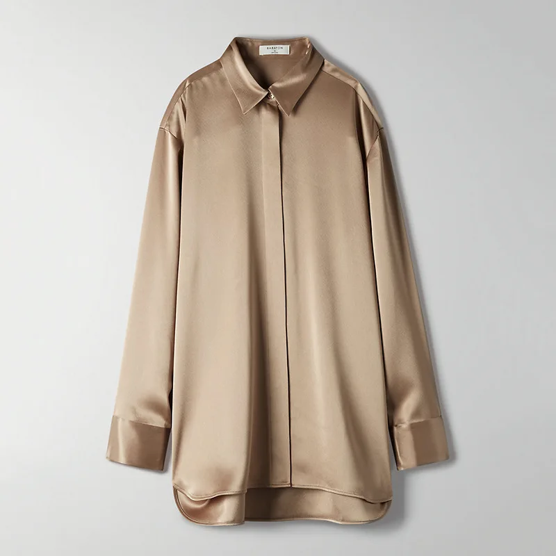 

Fashion Golden Lapel Shirts Women Solid Colors Long Sleeve Casual Tops 2021 Indie Street Spring Autumn New Tees Chic Y2k Shirts