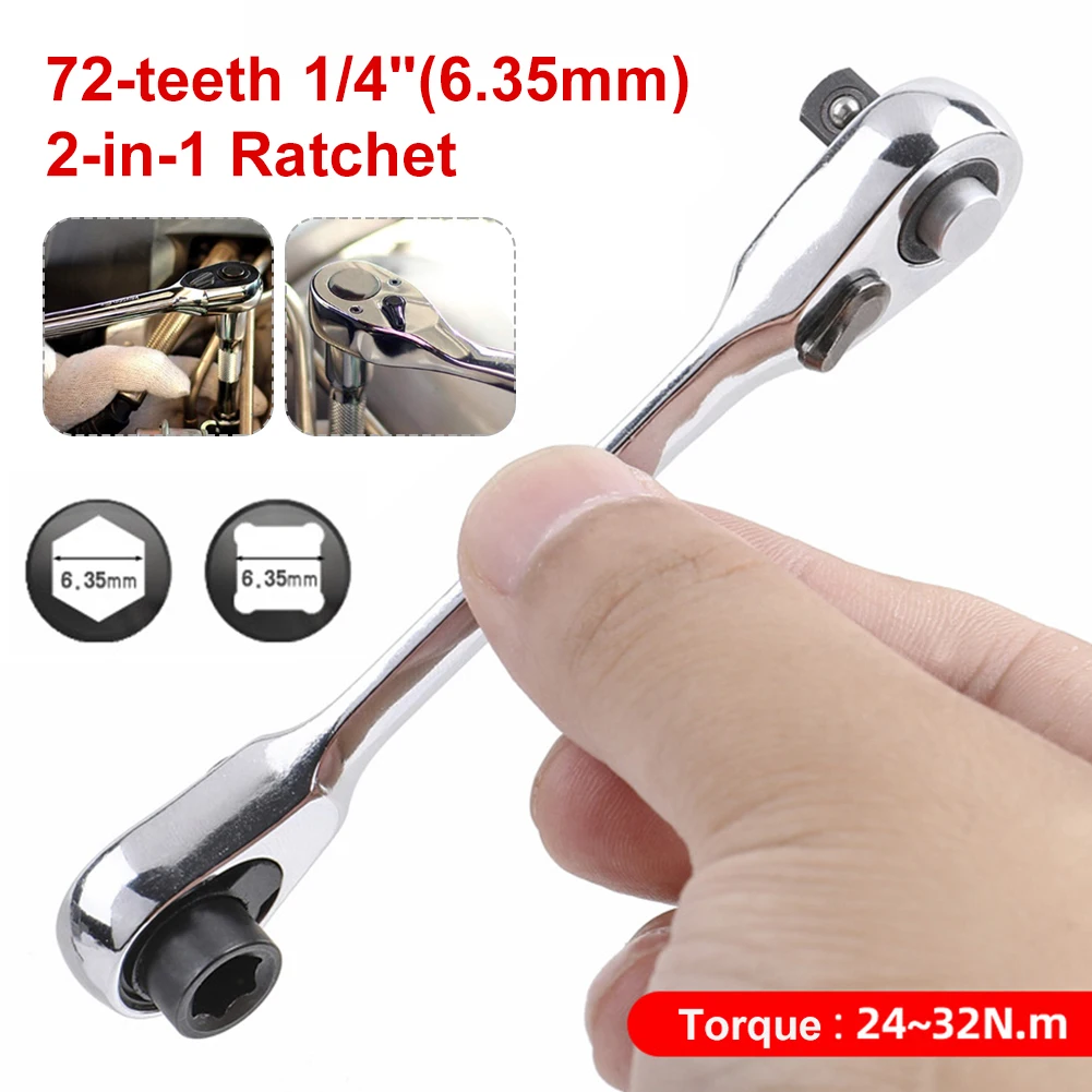 

Mini 1/4 Inch Ratchet 72-tooth Double Ended Quick Socket Ratchet Wrench Reversible Square Head Screwdriver Bit For DIY Handcraft