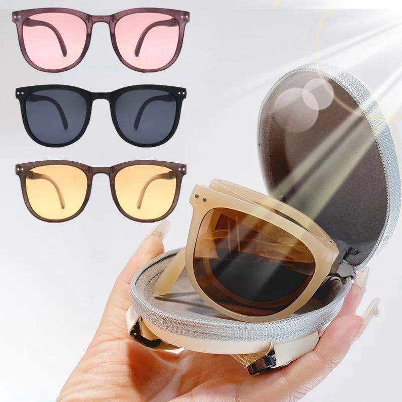 

Очки солнцезащитные поляризационные для мужчин и женщин, роскошные брендовые Модные Винтажные круглые солнечные очки со складками, UV400