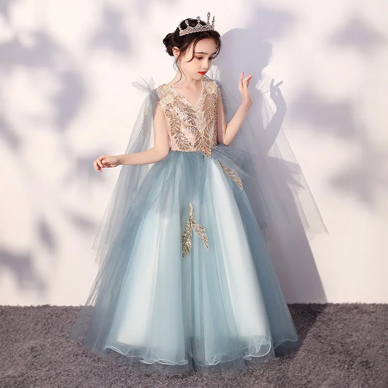 Children princess skirt pompous gauze western style super fairy children fashion model runway piano performance clothes autumn enlarge