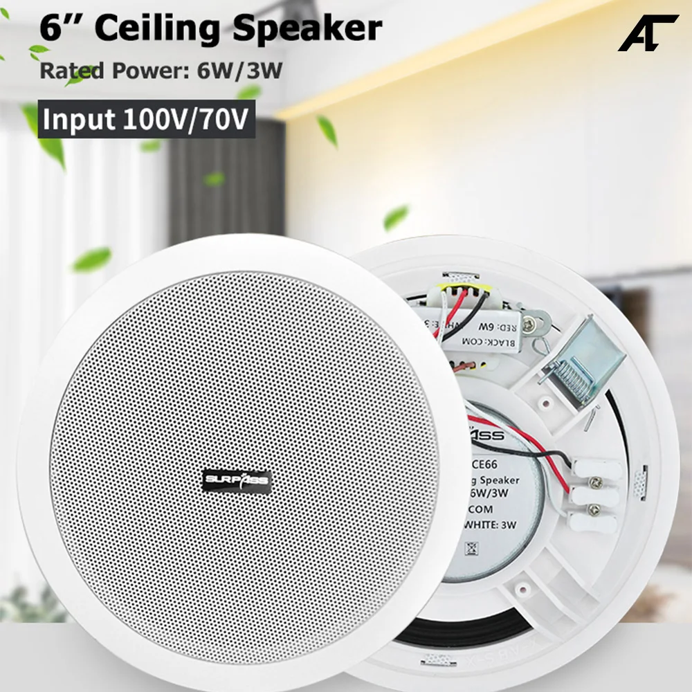 

Dustproof Ceiling Speaker Hifi Loudspeaker Professional Roof 3D Stereo Audio 100V/70V Public Broadcast System Background Music