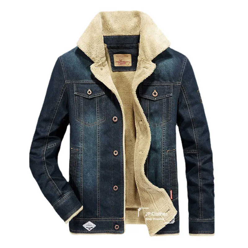 

New Autumn and Winter New Men's Thickened Denim Jakcet Coats Cotton Jacket Fashion Denim Padded Classic Jacket Plus Size 5XL 6XL