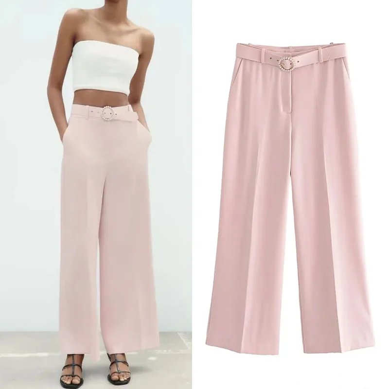 

Брюки-Багги женские с поясом и высокой талией, на лето