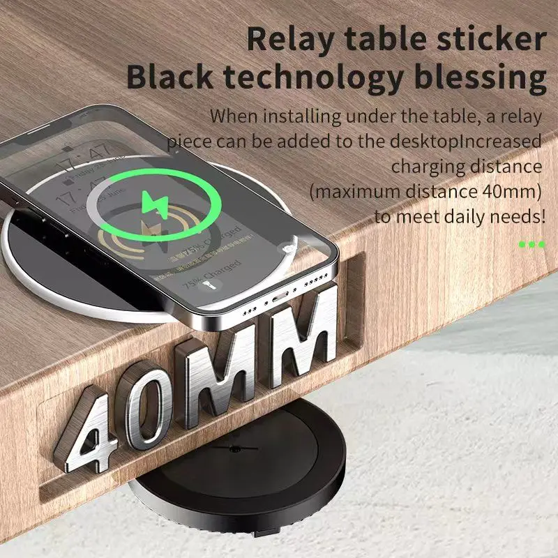 Invisible Wireless Charger 30mm Under Table Charger Furniture Desk Wireless Charging Station for Samsung iPhone 14/13/12/11/X/8