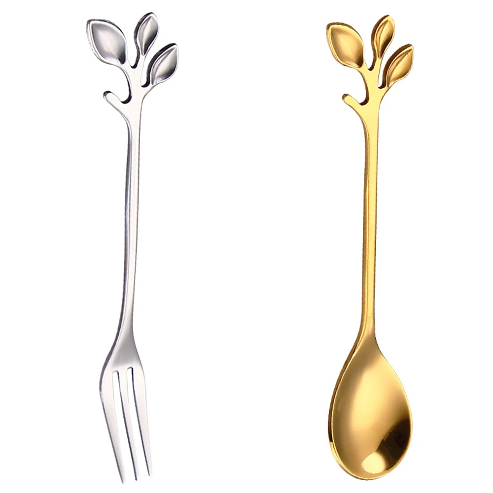 

Branch Leaves Spoon Fork 1PC Creative Stainless Steel Spoon Christmas Gifts Coffee Spoon Kitchen Accessories Cutlery Decoration