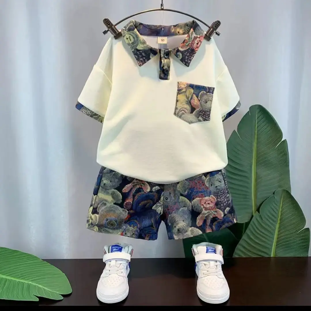 Boys Summer Suit 2022 New Western Style Children's Cool Handsome Boy Little Kids' Thin Type Summer Baby Clothes