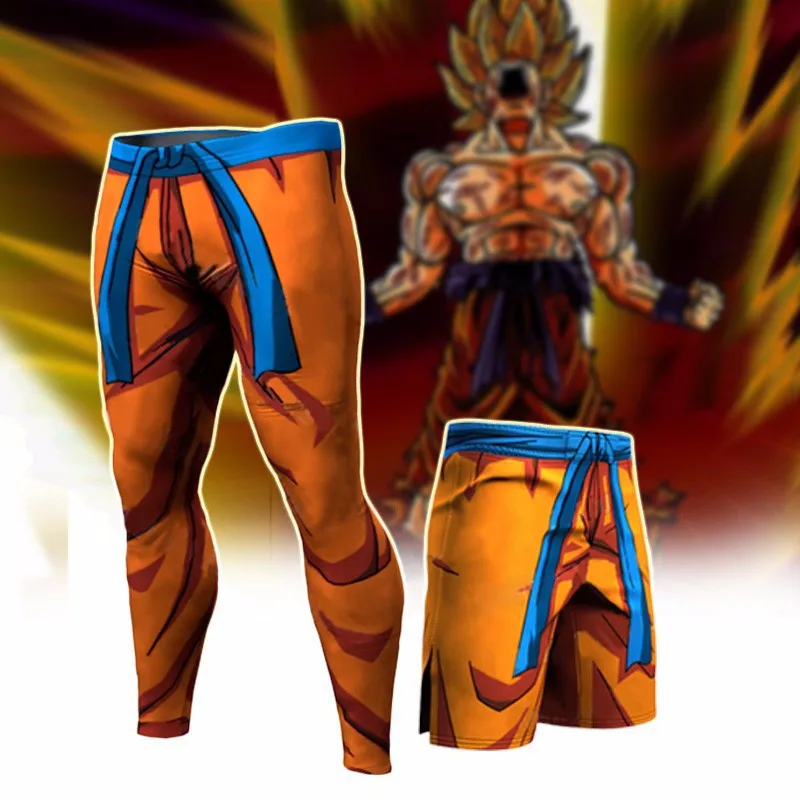 

2021 Men T Shirt Homme Compression Costume Vegeta Tshirt Son Goku Saiyan T-shirts Fitness Leggings Shorts Sportwear