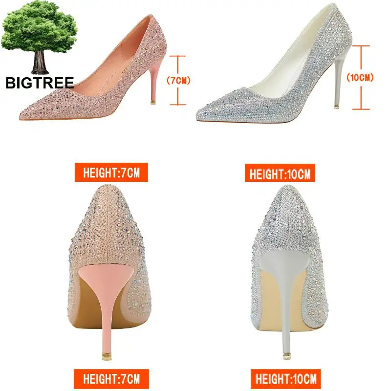 Туфли-лодочки Bigtree стразы женские свадебная обувь простые туфли-лодочки на