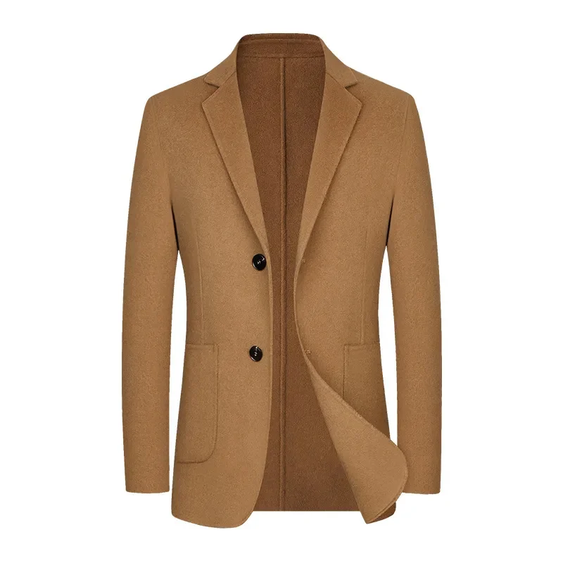 

2023 100% high-end wool suit Spring and autumn fashion handsome trend single-row two-button hand-made double-sided jacket