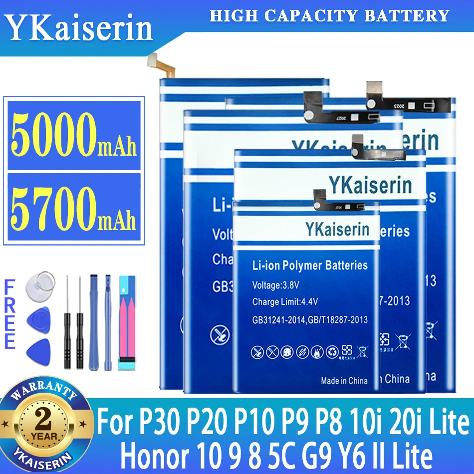 

YKaiserin Battery For Huawei P30 P20 P10 P9 P8 10i 20i Lite For Honor 10 9 8 5C G9 Y6 II Lite Replacement Batteries