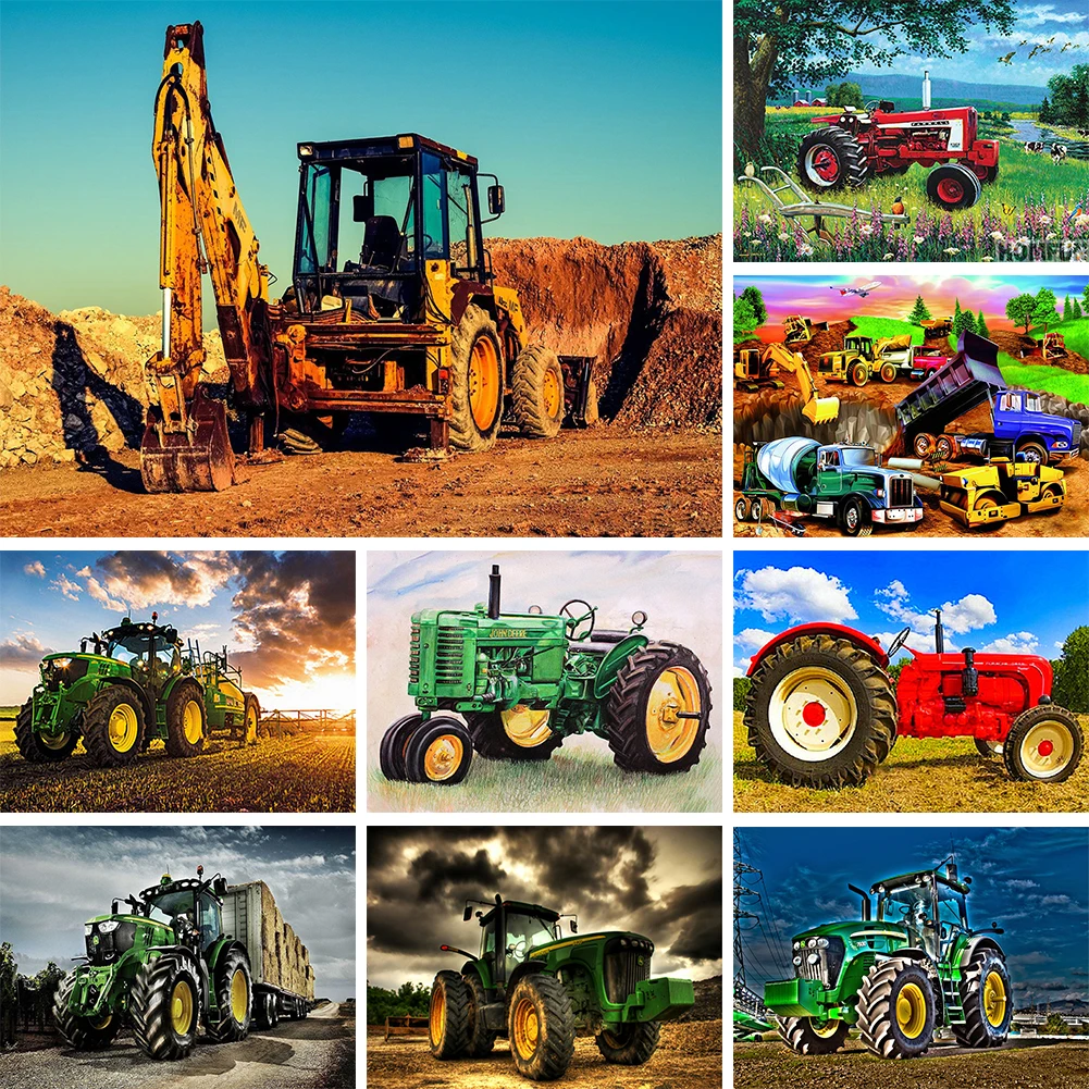

5D Diamond Drawing Excavator Full Round Drill Wall Rhinestone DIY Art Crafts Mosaic Picture Home Decorative Accessories