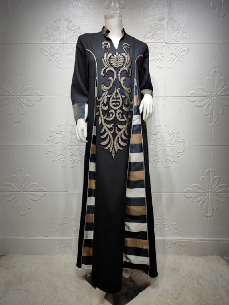 Eid Prayer Dress Stand Collar Muslim Abaya Abaya Women Turkey Embroidery Abayas Vestidos Morocco Party Dresses Kaftan Gown Robe