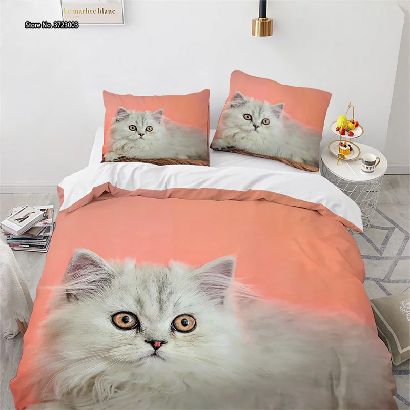 

New Pet Cat Series Bedding Set Adult Children Bedroom Single Double King Queen Size Home Textile 2/3 PCS