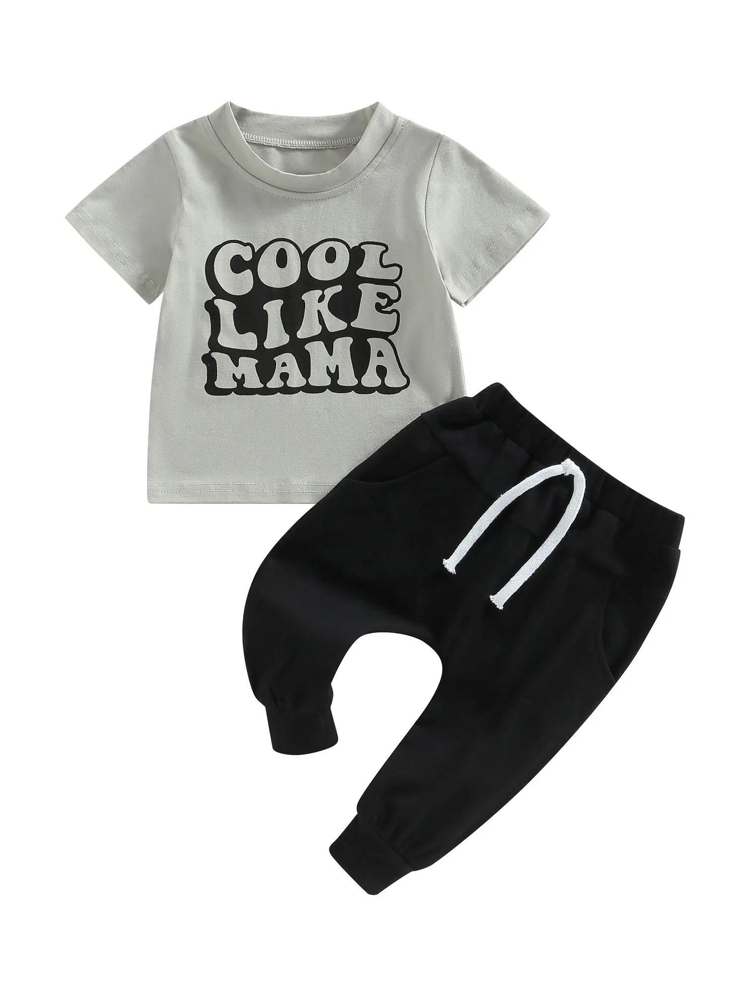 

Детский весенне-летний комплект одежды для маленьких мальчиков рубашка с коротким рукавом с буквенным принтом эластичные брюки спортивный костюм из 2 предметов